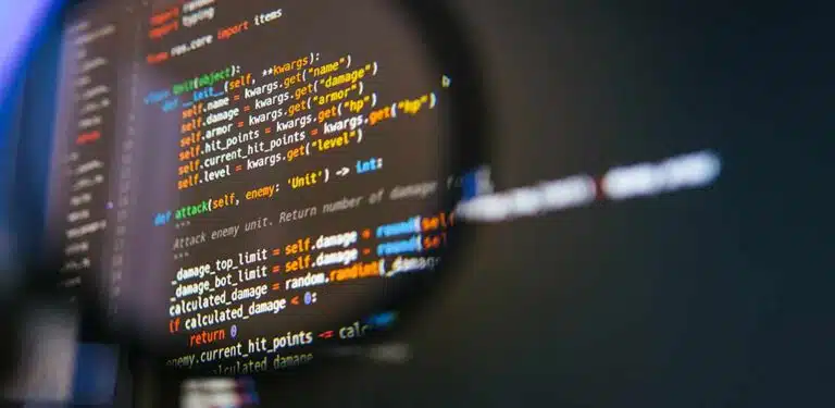 Computer desktop with Code
